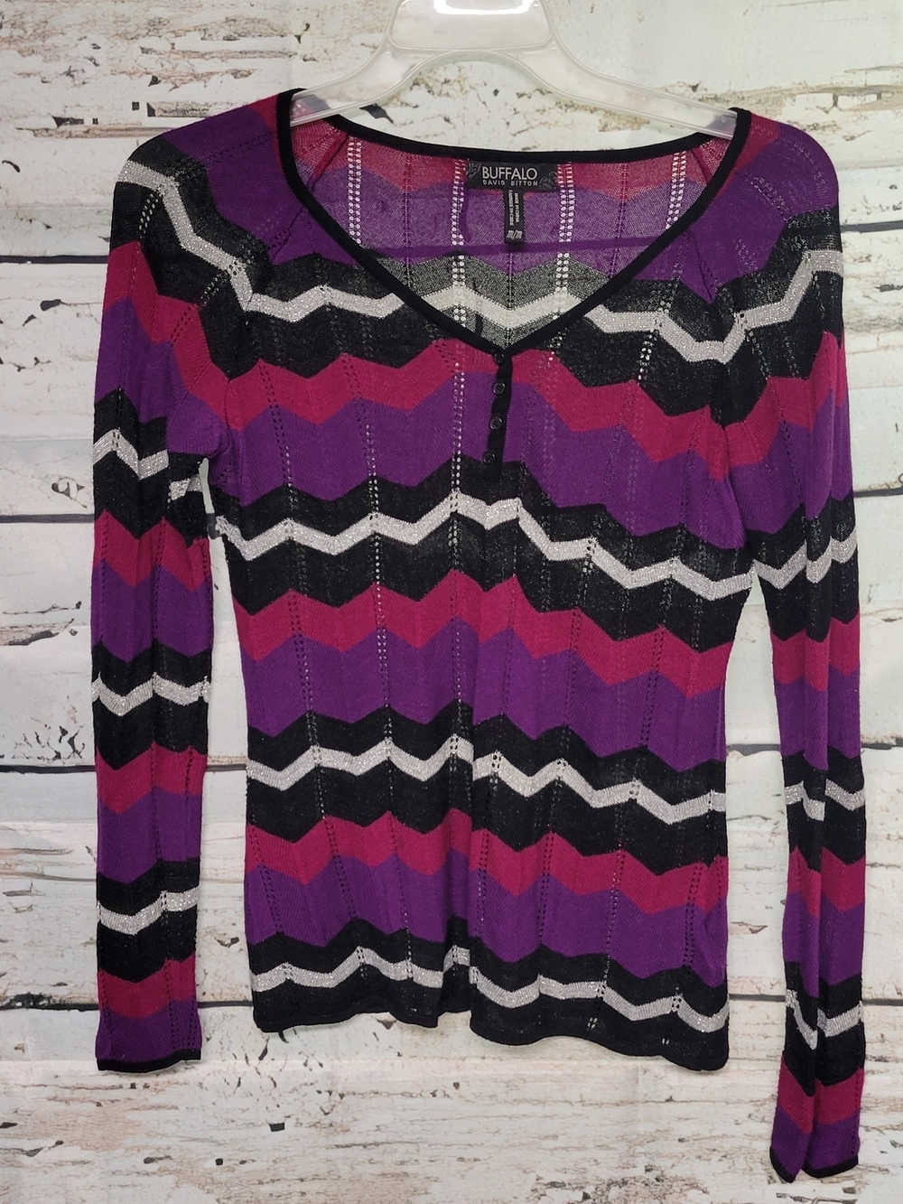 Buffalo Purple Chevron Knit Long-Sleeve Top